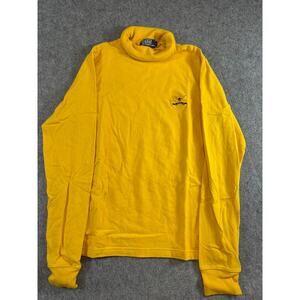 VINTAGE Polo Ralph Lauren Mens Sweater Yellow Turtleneck Pullover Knit 90s Small
